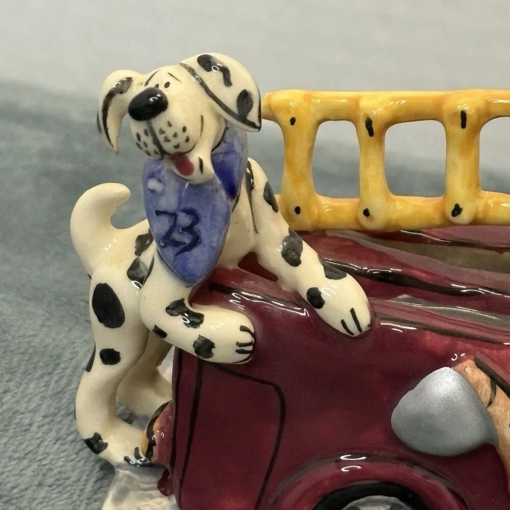 Blue Sky Clayworks Heather Goldminc-Heroes Brigade Firetruck W/ Dalmatian READ